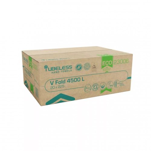 TUBELESS V HAJTOGATOTT KÉZTÖRLŐ 2 RÉTEGŰ, FEHÉR, RECY 22X21CM, 20X225LAP 4500LAP/KARTON